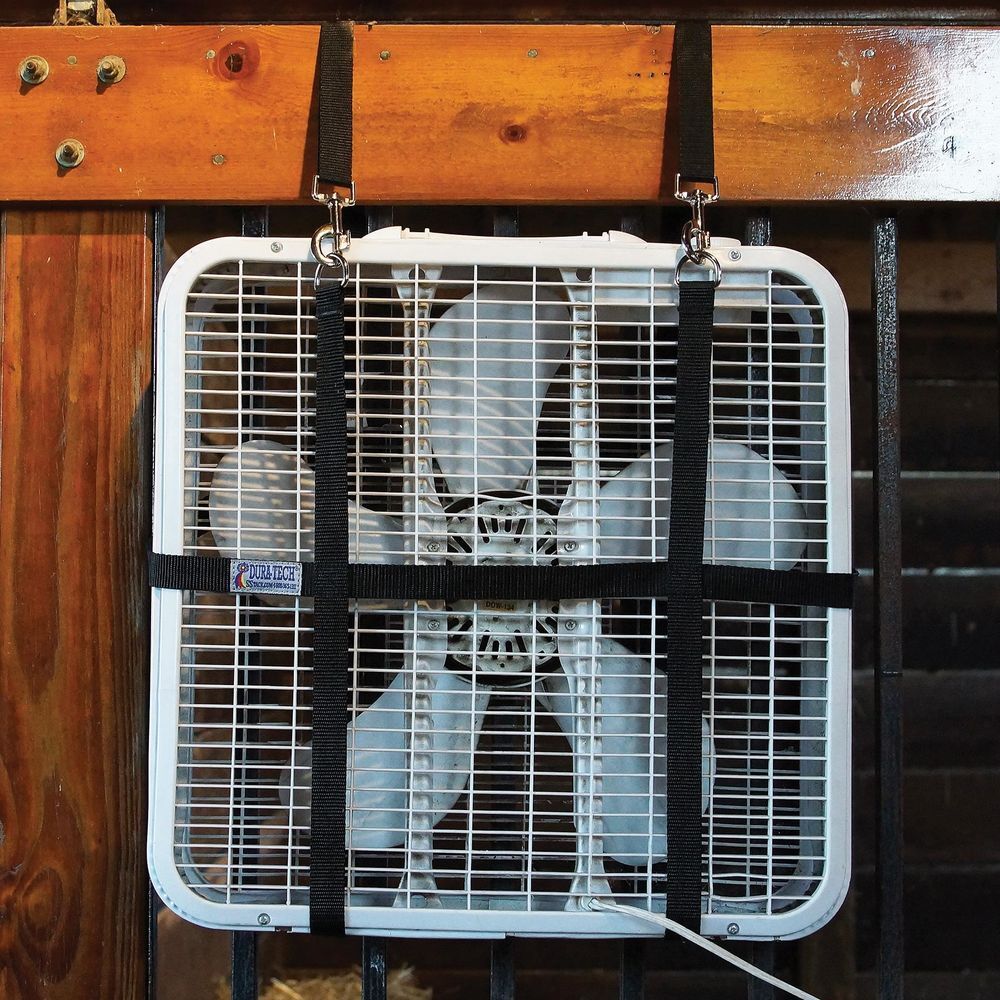 Dura-Tech Adjustable Box Fan Holder | Easy Fan Hanging | 1" Poly Web Harness