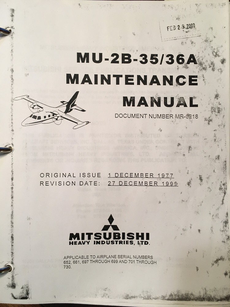 Mitsubishi MU-2 Pilot Training Manual