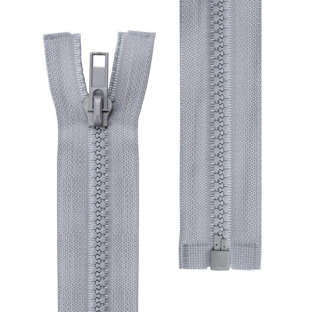 2 PCS 5 19 Inch Zippers Sewing Separating Jacket Grey Right-Insert Plastic
