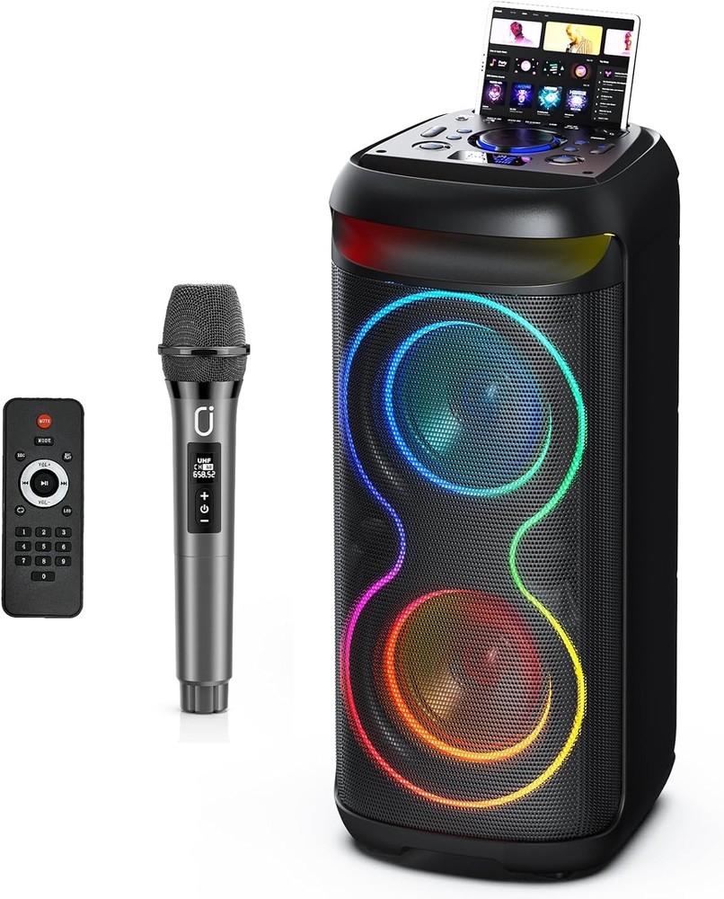 Bluetooth Party Speaker with LED Disco Light, Support TWS/USB/AUX/TF Card Input