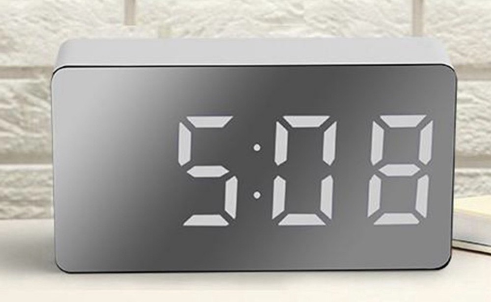 Mirrored Digital Alarm Clock White /Black