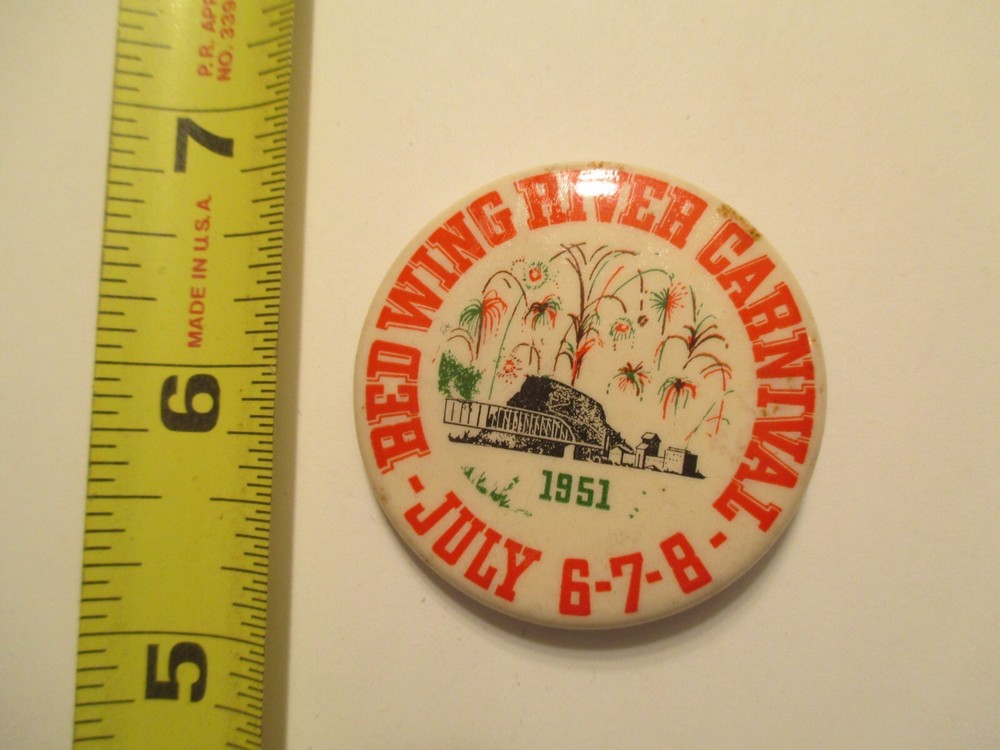 Red Wing Minnesota River Carnival 1951 Pin Back Button