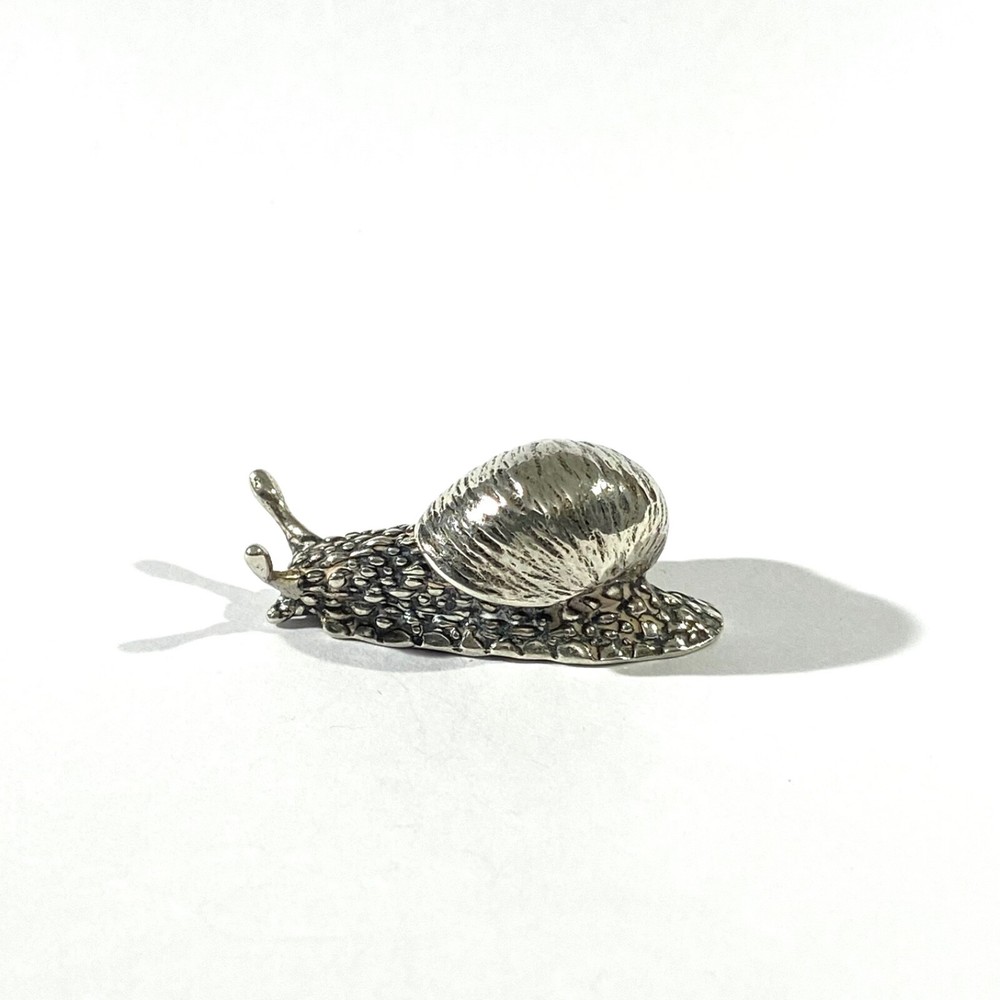 vintage solid silver snail miniature , hallmarked italian figurine