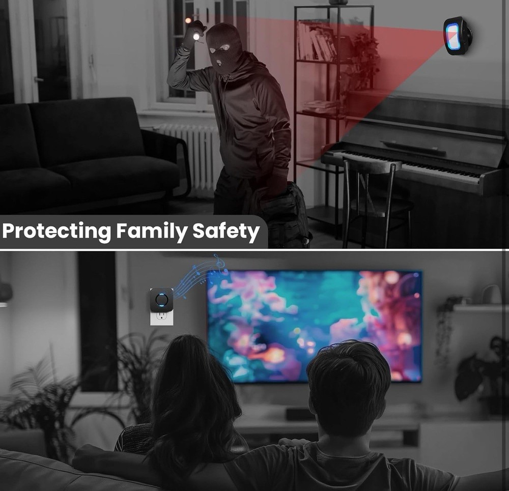 Wireless Motion Sensor LED w/500 FT Range Security Alert Monitor System