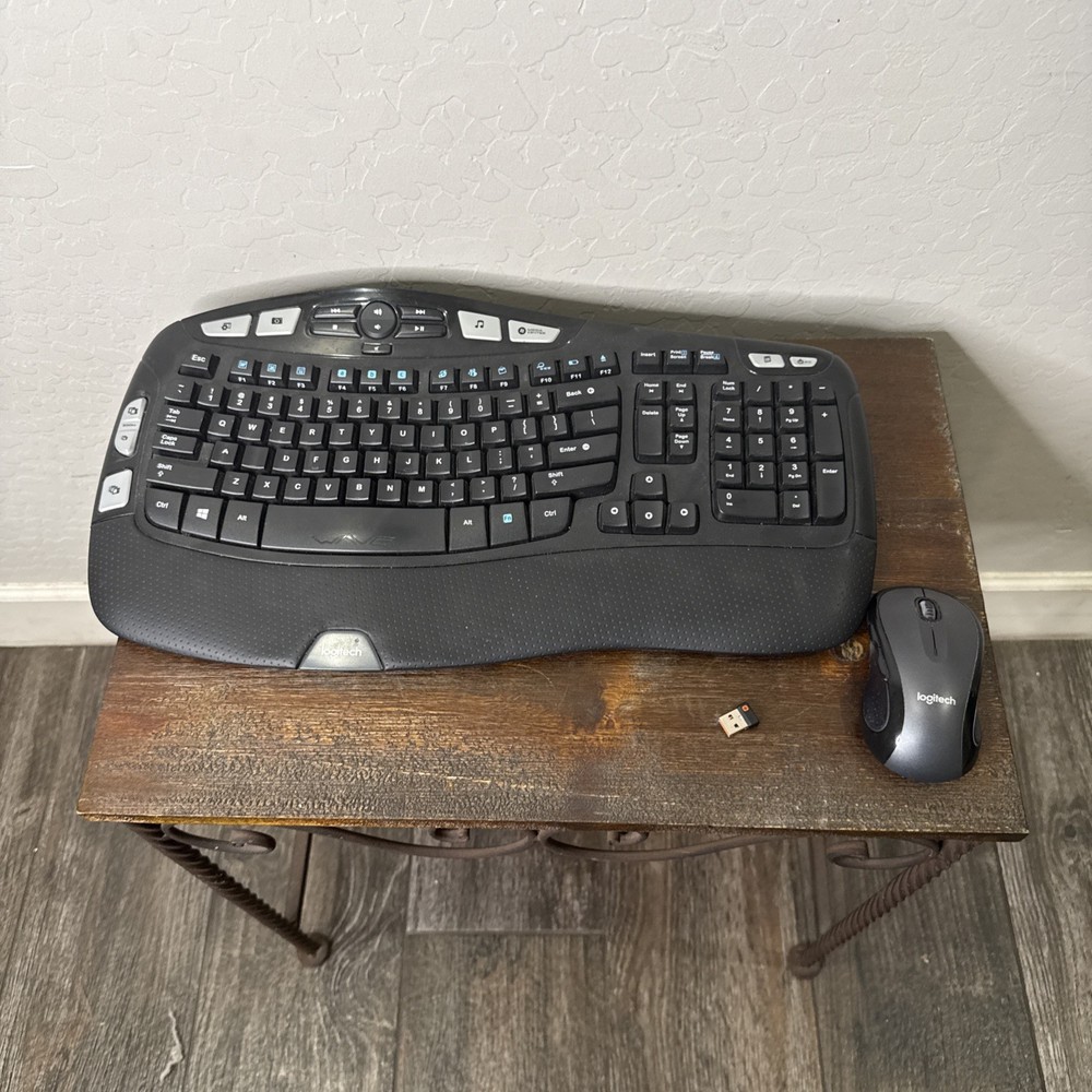 Logitech Wireless Wave Keyboard K350 & Mouse Set + M510 Mouse + USB Dongle EUC