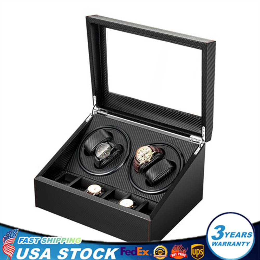 Automatic Rotation Watch Winder Box 4+6 Self Winding Display Box Storage Case US