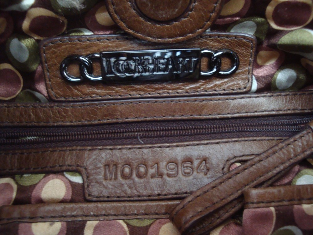 FAB LOCKHEART MOO1964 SOLID BROWN TOOLED LEATHER SHOULDER TOP HANDLE SATCHEL