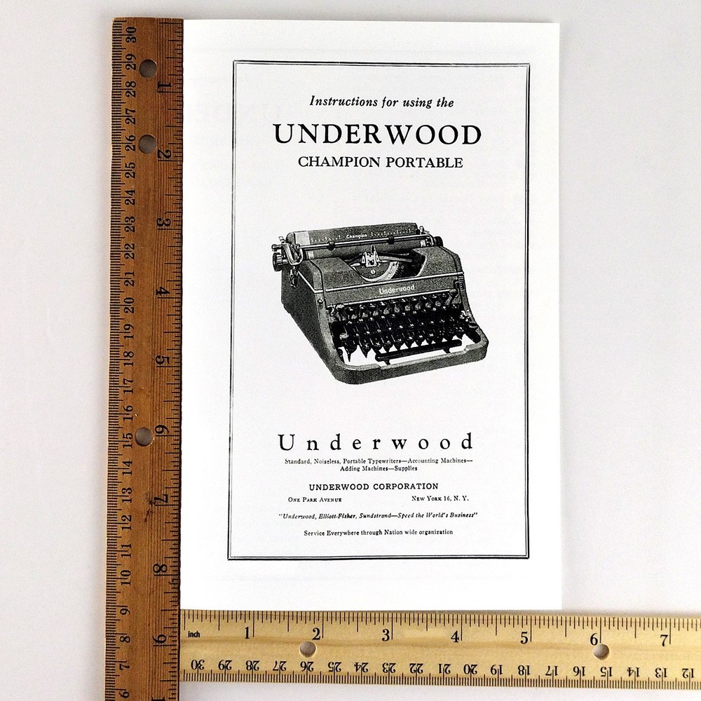 Underwood Champion Typewriter User Owner's Manuals Complete 40s Model Documents