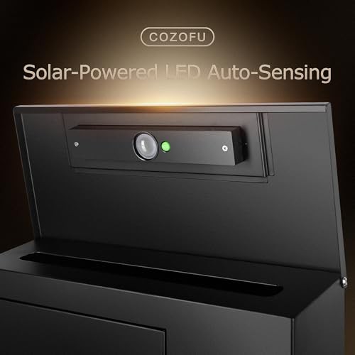 Solar-Powered Locking Mailbox - Anti-Theft Wall-Mounted Design with Brown