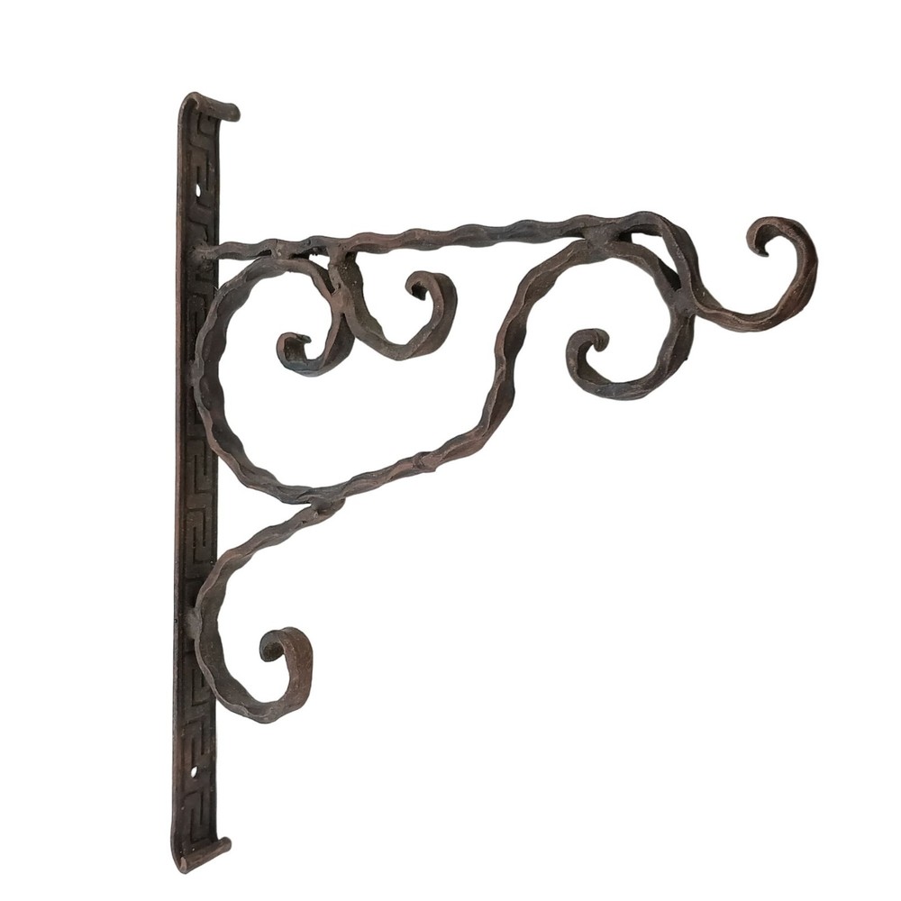 Antique Ornate Wrought Iron Architectural Hook, Twisted Scrollwork Victorian Art