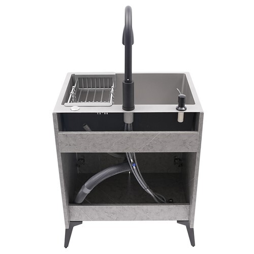 Modern Bathroom Vanity Free Standing Kitchen Cabinet Sink w/ Pull-out Faucet
