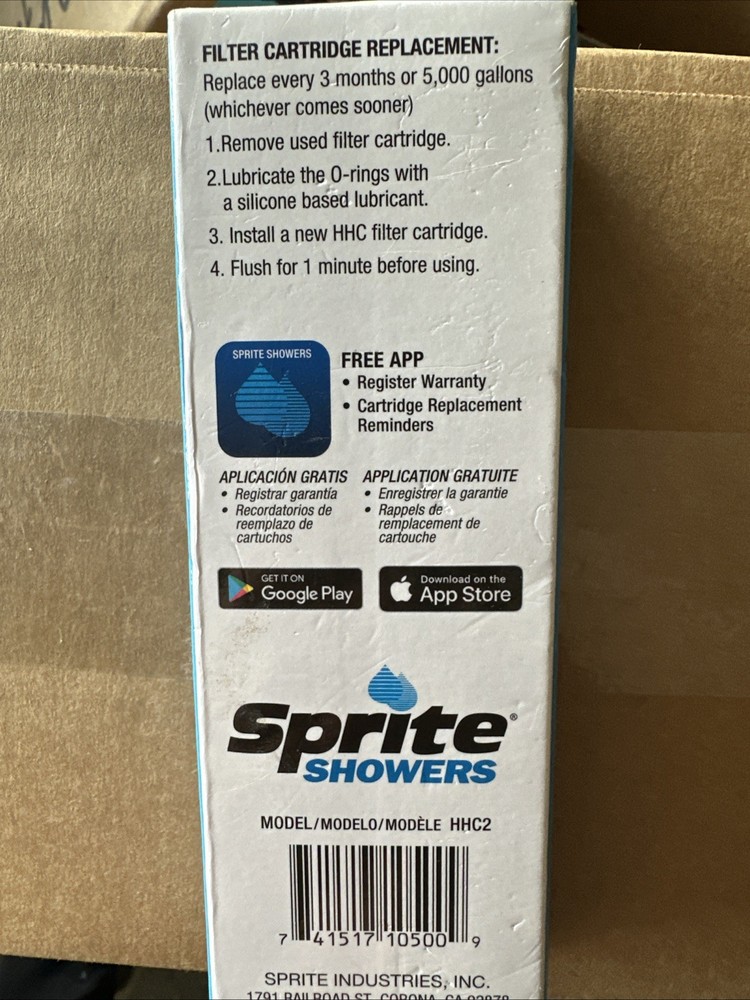 Sprite Shower Filter Hand-Held Replacement Cartridge Model HHC- NEW - SEALED