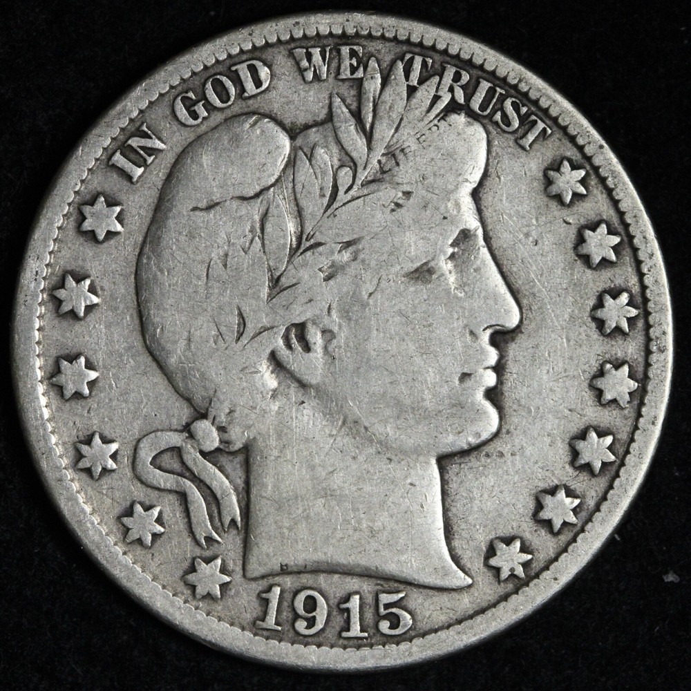 1915-D Barber Silver Half Dollar FINE E347 ROACH