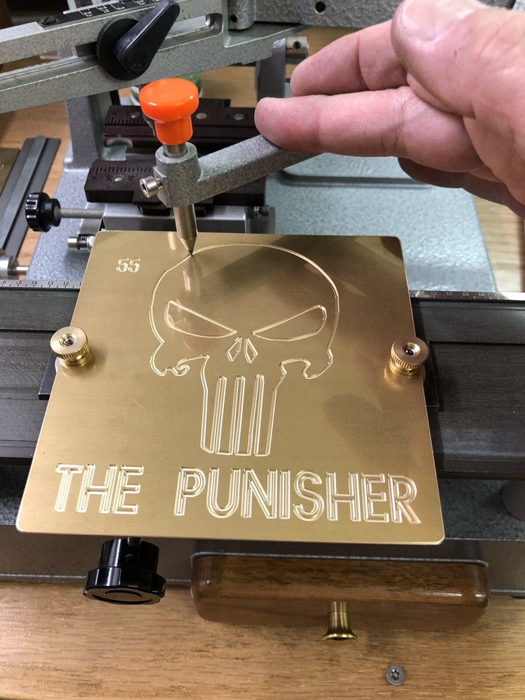 PUNISHER SOLID BRASS MASTER ENGRAVING PLATE FOR NEW HERMES FONT TRAY
