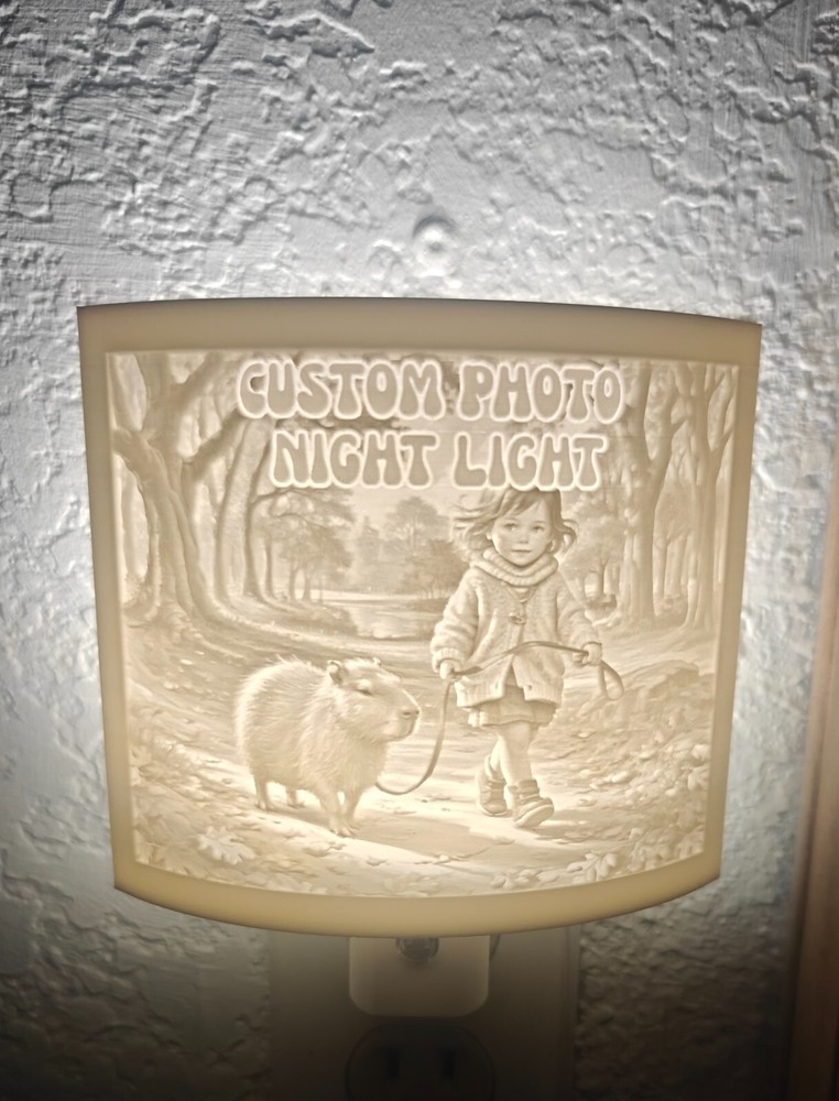 CUSTOM PERSONALIZED PHOTO PICTURE TEXT LITHOPHANE AUTO NIGHT LIGHT 3D PRINTED