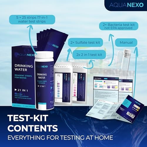 21 Parameters, 125 + 20 Drinking Water Test Strips + 2 x Coliform Bacteria