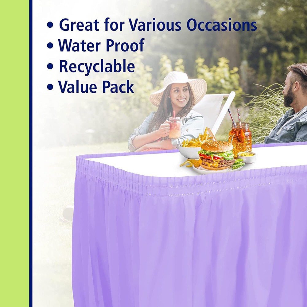 Plastic Table Skirt 29"x14ft for Rectangle Tables Disposable/Reusable BPA Free