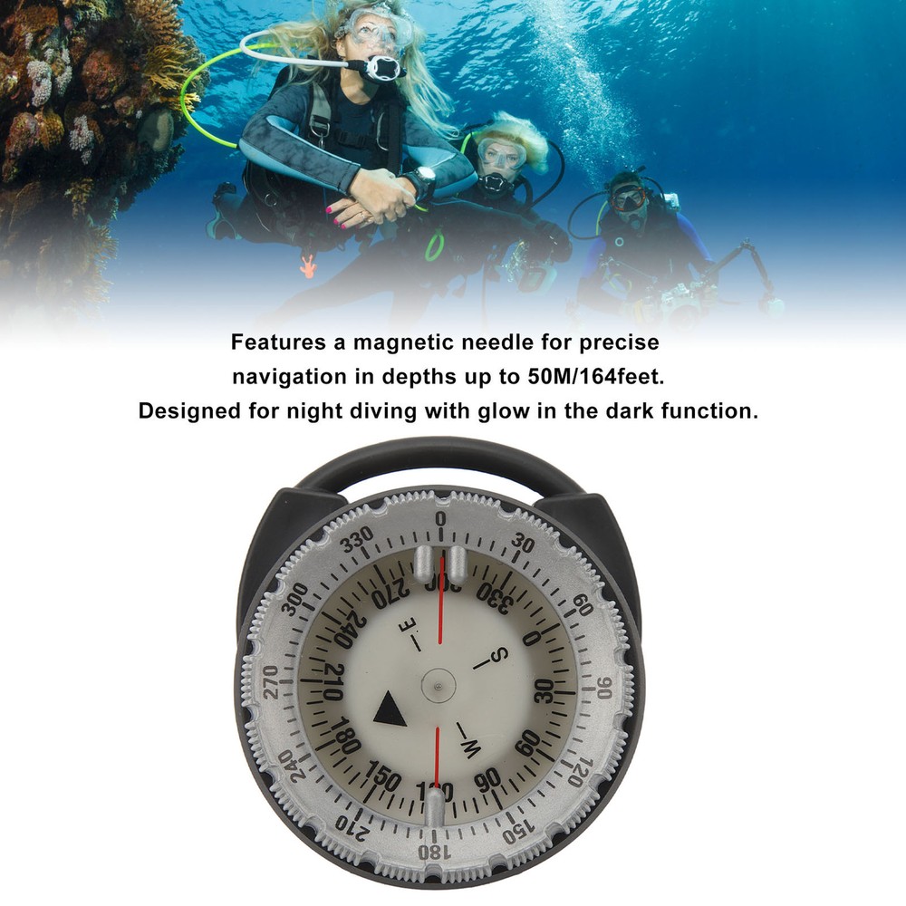 (Grey) Luminous Dive Compass 50M Underwater Diving Compass For CH