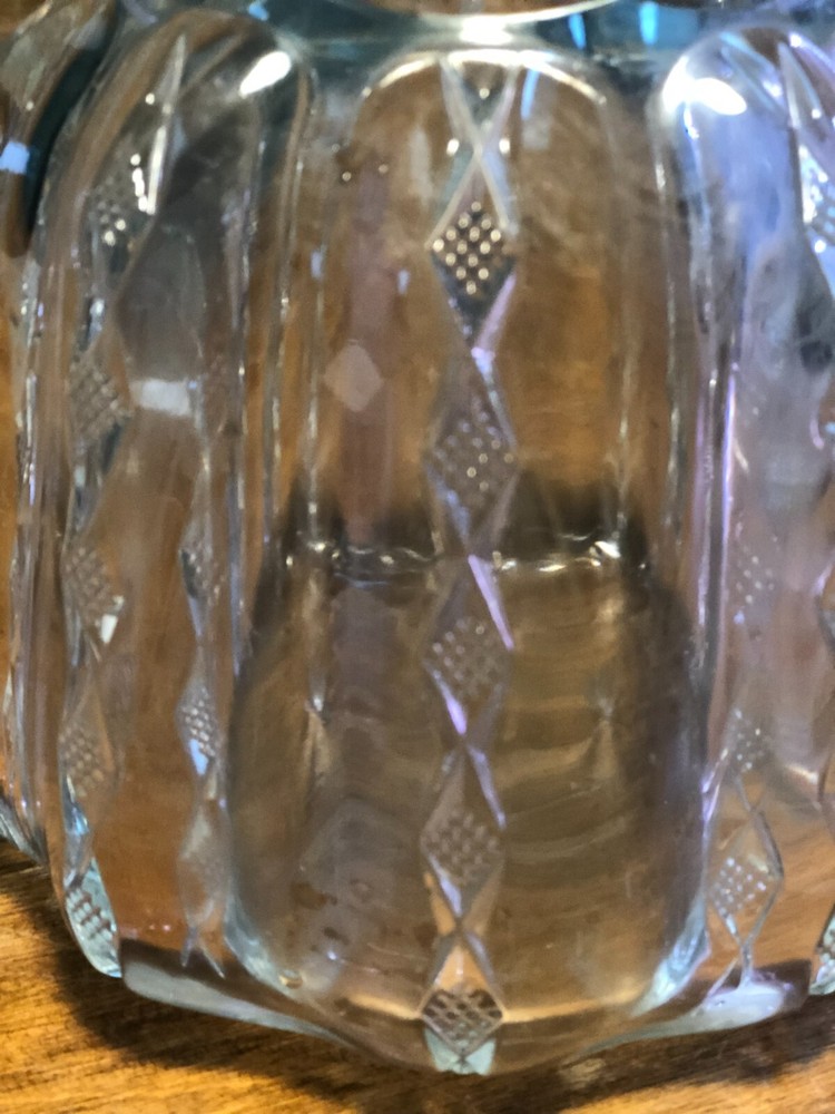 Antique Fluorescent EAPG Bulb Shaped Handblown Diamond Chain Pattern 9" Carafe