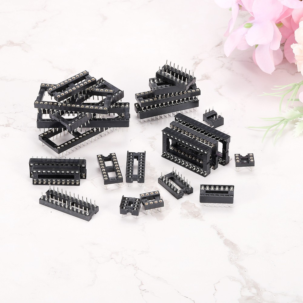 DIP IC Chip Socket Adapter Round Pin 24P 2.54mm Pitch IC Socket, 6 Pack