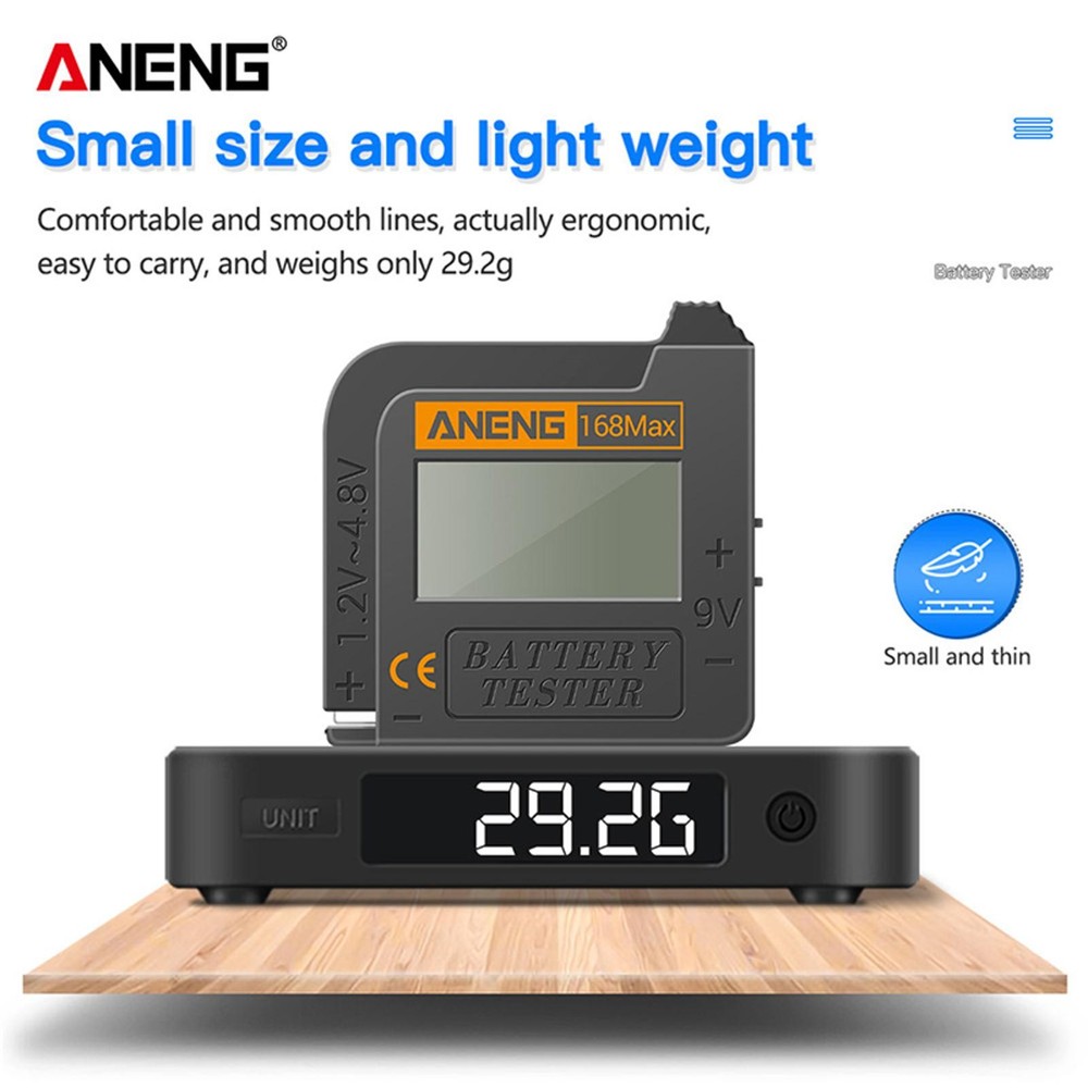 ANENG 168Max Digital Battery Capacity Checker Volt Checker For 9V AA AAA