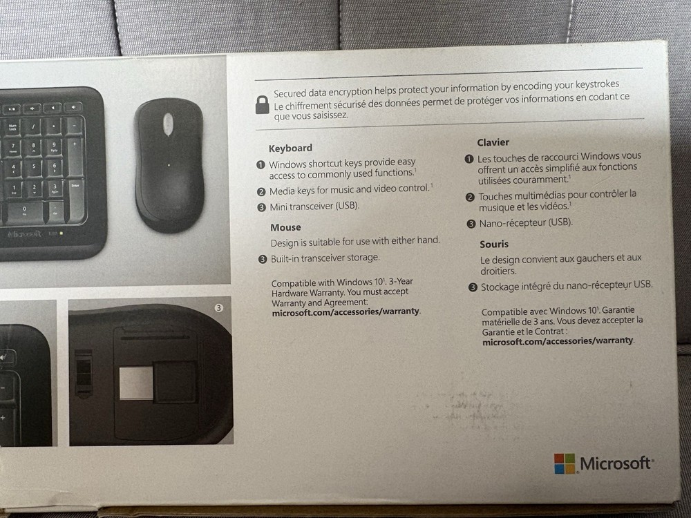 Microsoft Wireless 850 Desktop Keyboard/Mouse PY9-00002 Combo with USB Dongle