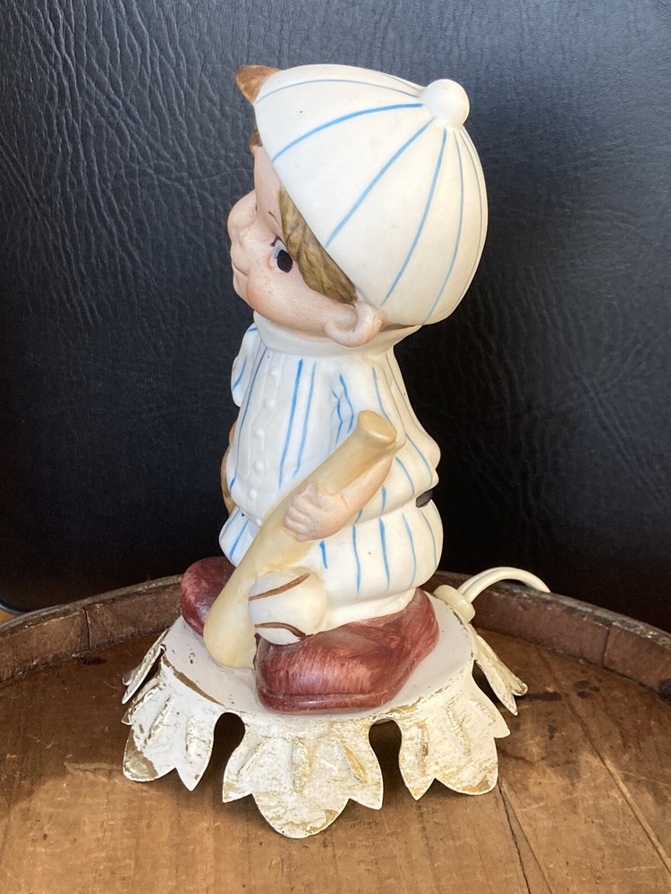 Vtg MCM Baseball Boy Night Light Lamp Underwriter's Laboratories WORKING!