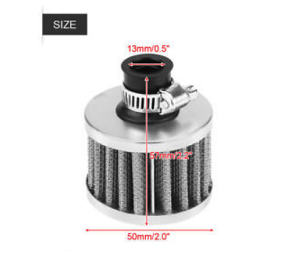 Protective Chrome Breather Filter Universal Fitment 10mm - 15mm - All Red