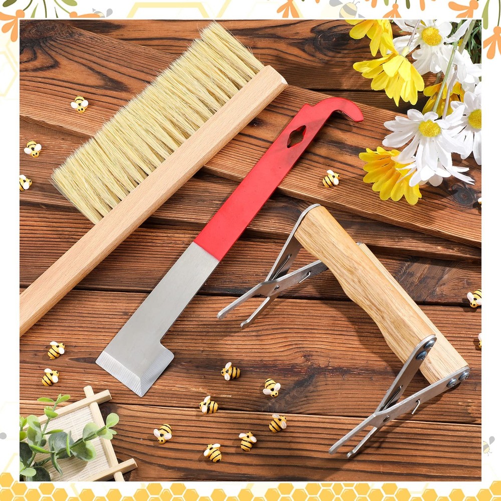 Baderke 3 Pcs Beekeeping Tools Kit Include 10.6 Inch Stainless Steel J Hook...
