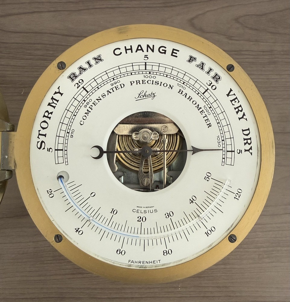 Vintage Schatz Compensated Precision Ship's Barometer & Thermometer West Germany