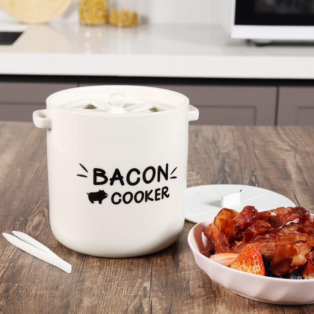 SOLIGT Ceramic Bacon Cooker for Microwave Oven - Splatter-Proof Design Microwave