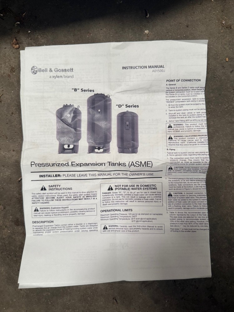 bell & gossett expansion tank B series 382094