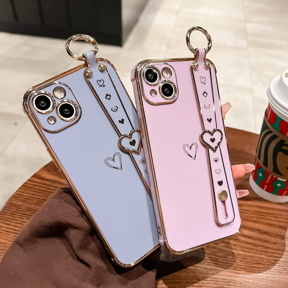 TQLGY Compatible with iPhone 14 Plus Case, Cute Electroplate Edge Bumper