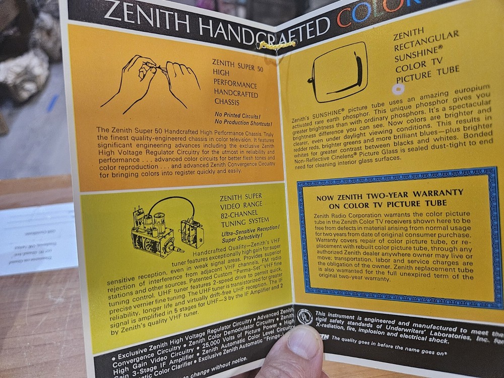 Vintage Zenith Anniversary TV Paperwork