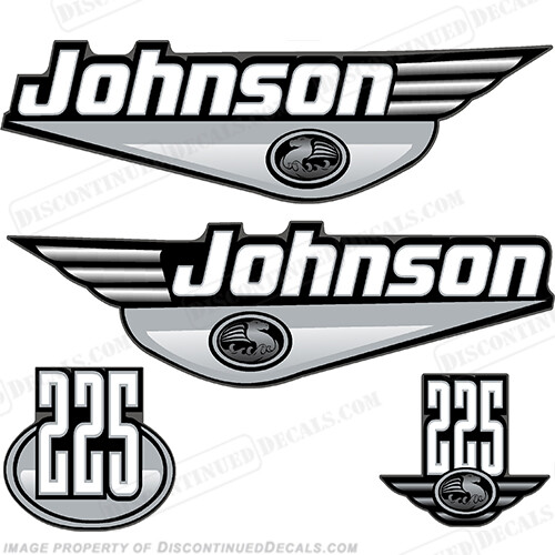Fits Johnson 225hp Decals - Metallic Silver