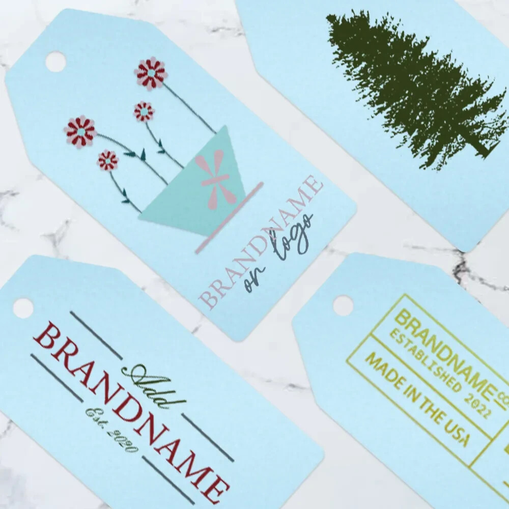 100 PCS 1-1/2" x 3-1/8" Custom Printed Personalized Branded Hang Tags