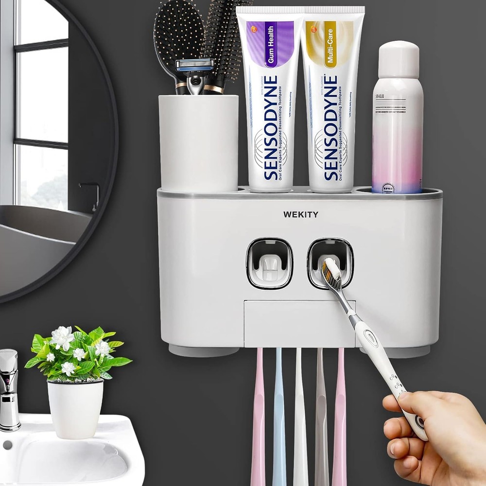 Toothbrush Holder  Multi-Funct Wall-Mounted Automatic Tootaste