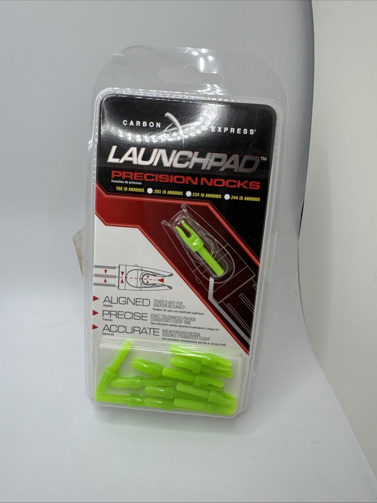 Archery Carbon Express .166 Launchpad Precision Nock 12-Pack - Clear/Green