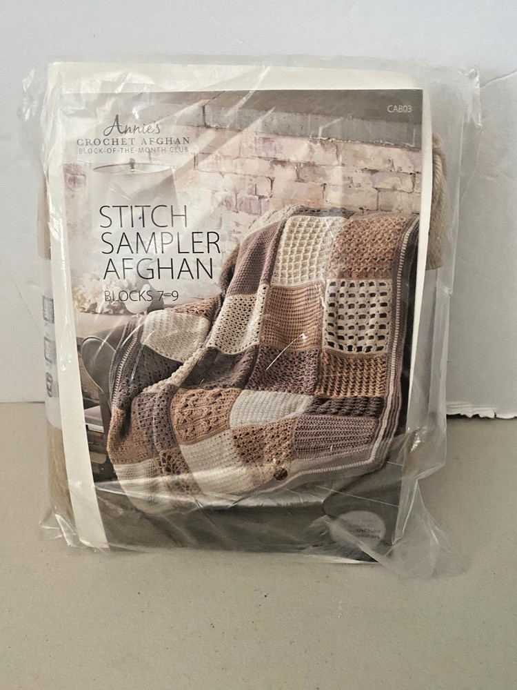 Annie’s Stitch Sampler Crochet Afghan Blocks Yarn & Pattern 7-9 SEALED In Pack