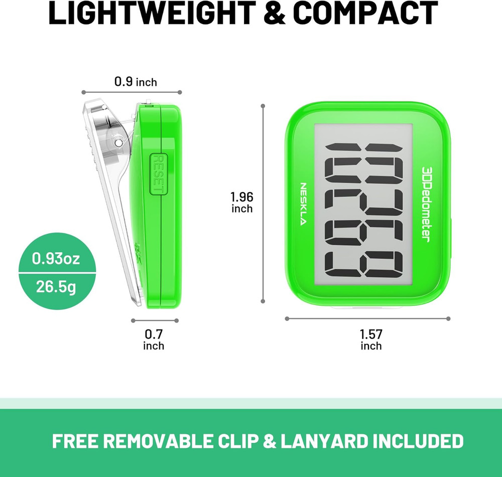 3D Pedometer for Walking, Simple Step Counter with Large Digital Display, Step T