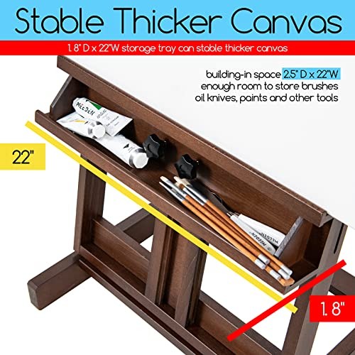 Heavy Duty H-Frame Studio Easel Stand, Large Adjustable Solid Beech Walnut