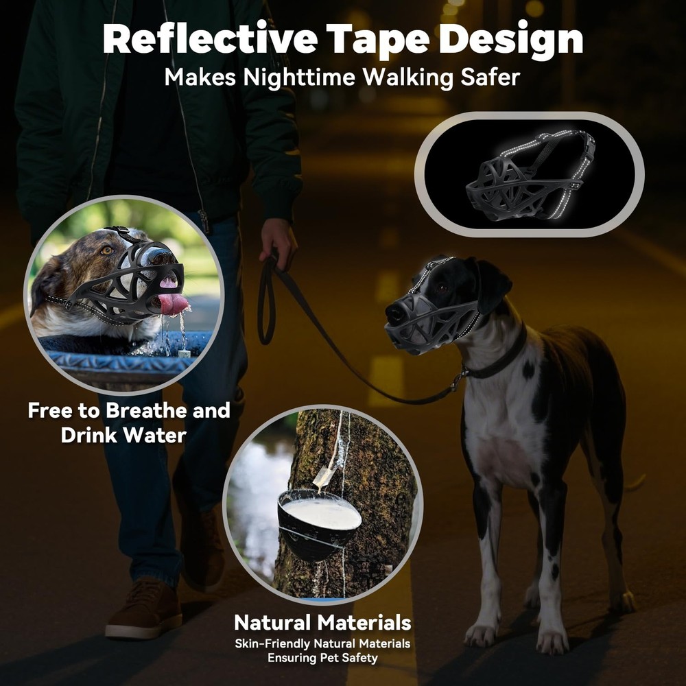 Dog Muzzle for Large Medium Dogs Small Breathable Basket Muzzle for Long-Nose...