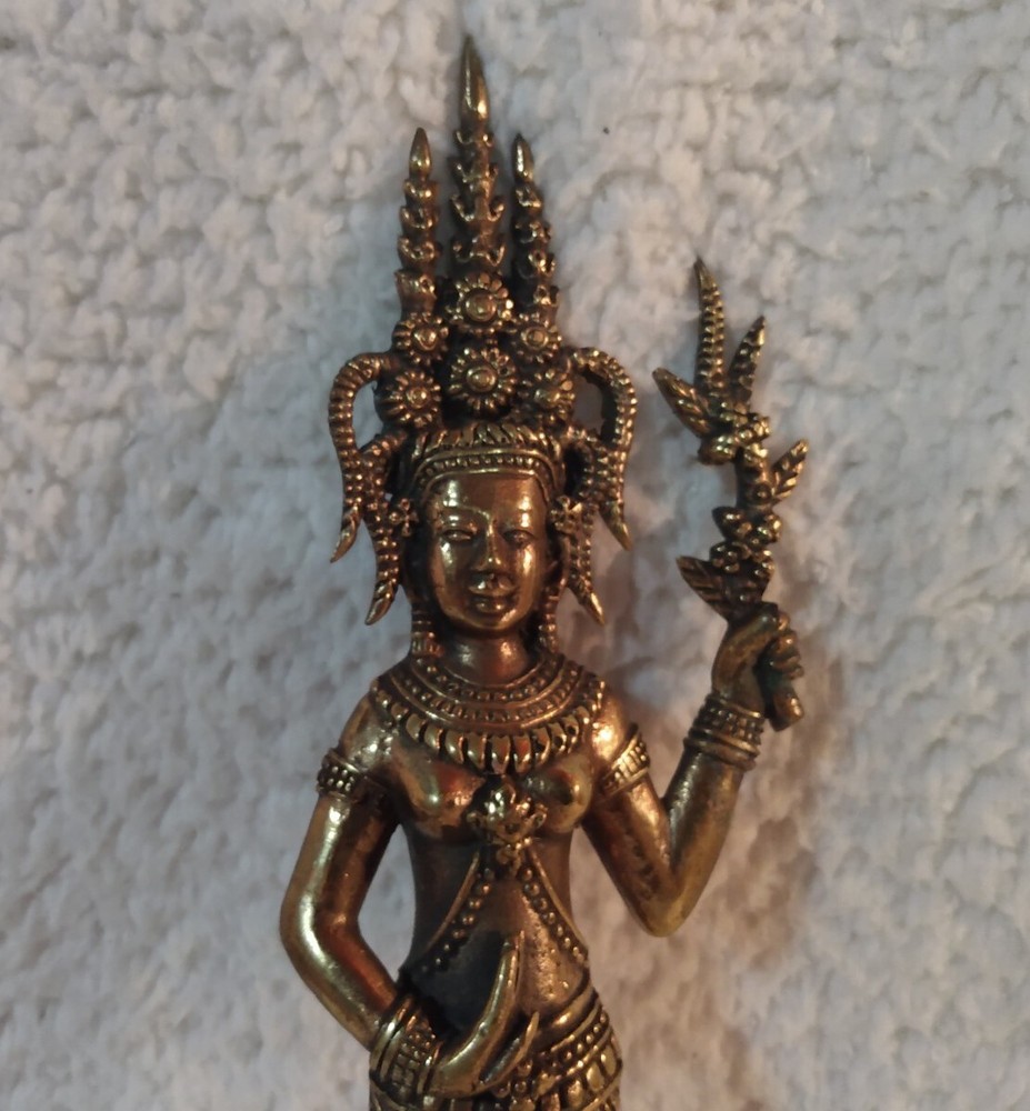 Vintage Brass Goddess Figure Overlay