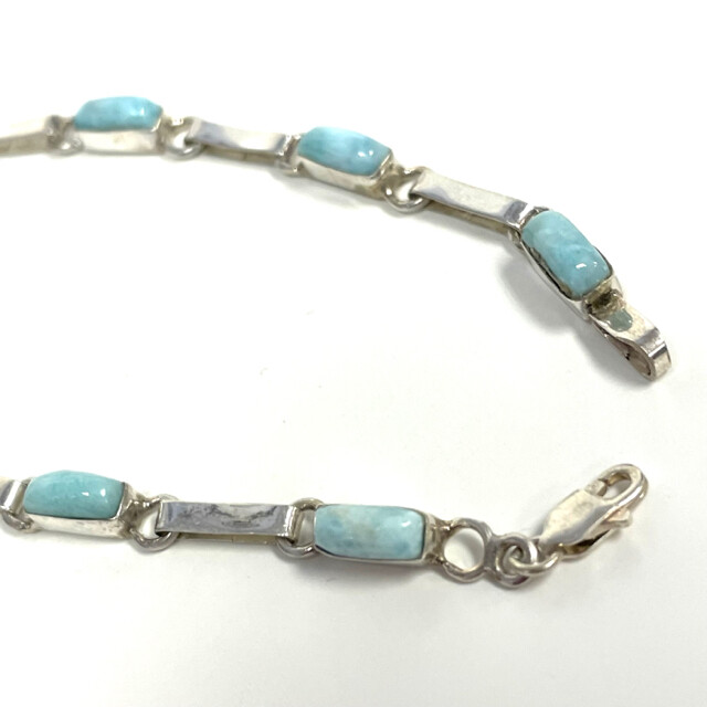 Silver-Aqua Larimar Sterling Silver Bracelet