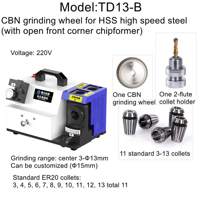 Drill Sharpener TD13-B Drill Sharpener Repair Grinder Small Twist Drill