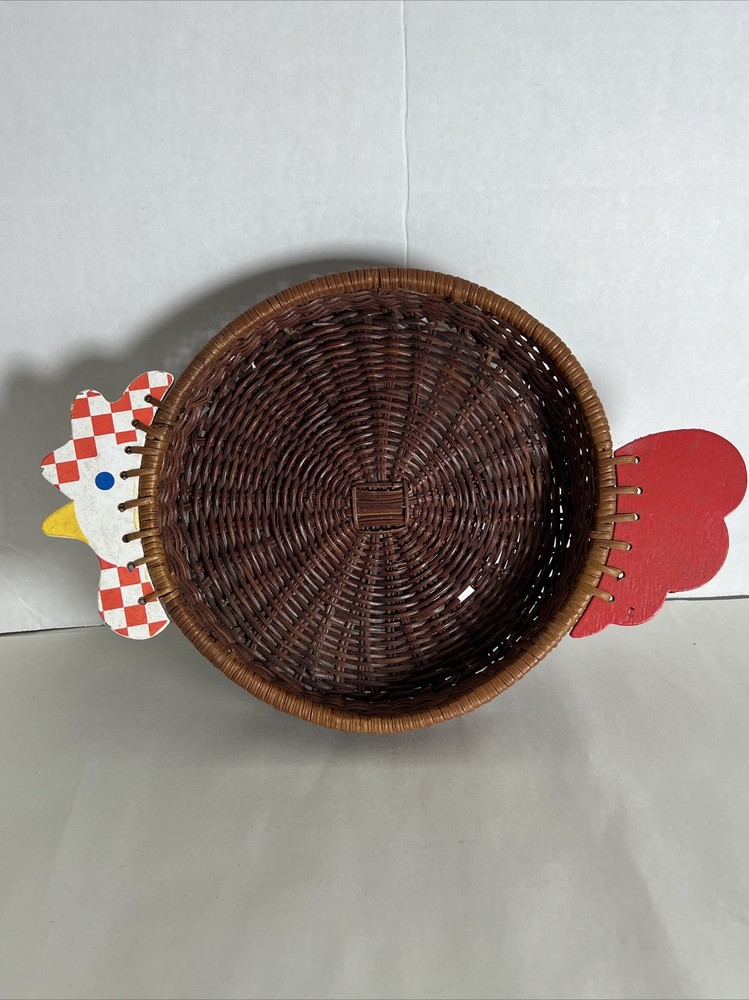 Rooster Design Wicker Brown Basket