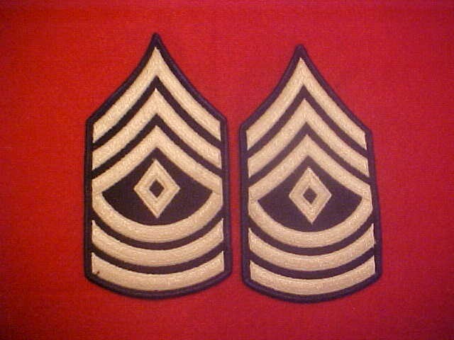 US Army Enlisted MALE E-8  1st Sergeant gold on black patch set
