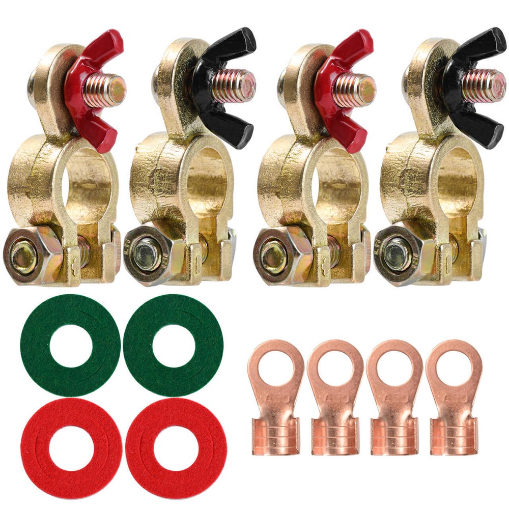 Solid Brass Battery Terminal Connector Top Post End Clamps Set for Car Marine.