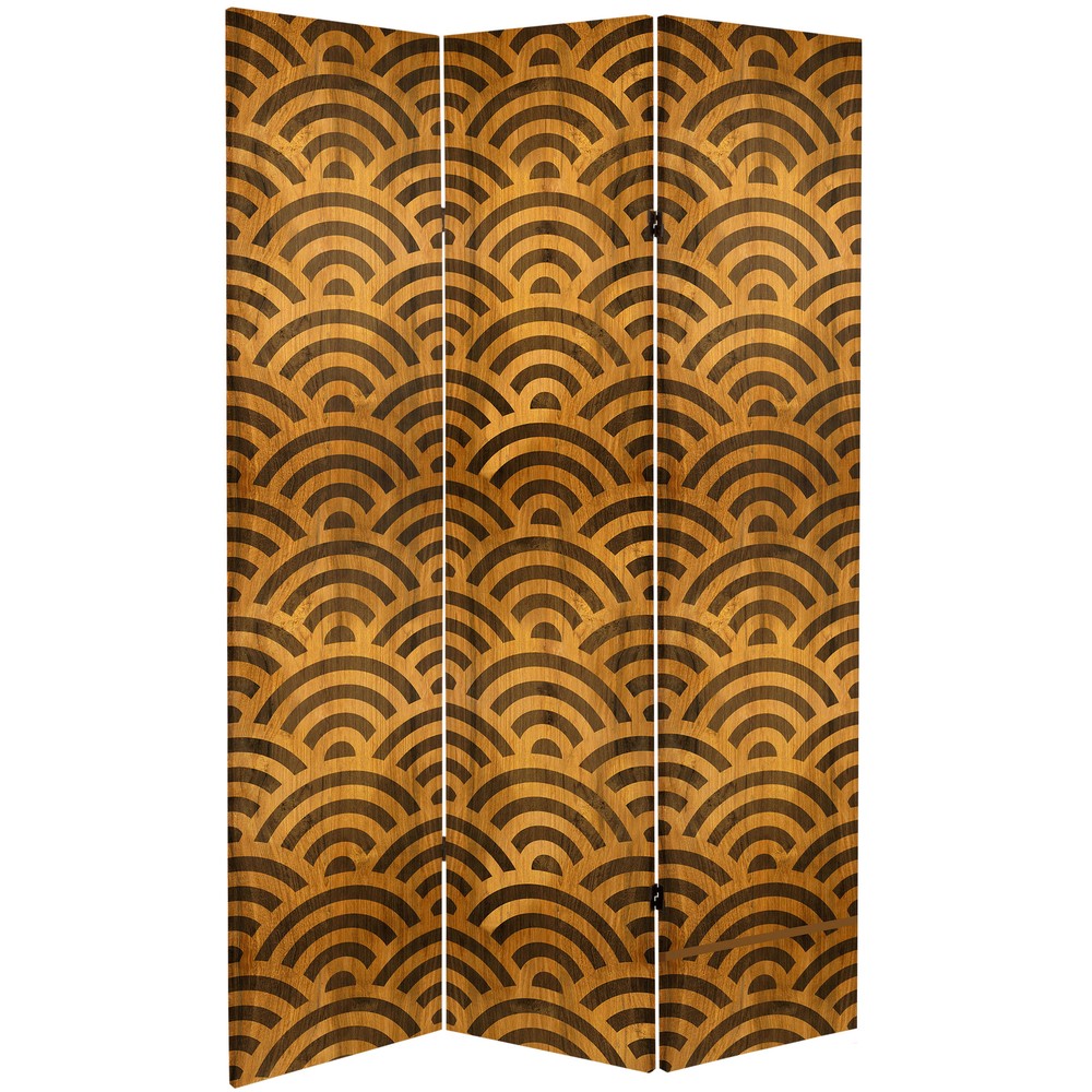6 ft. Tall Double Sided Japanese Wood Pattern Canvas Room Divider