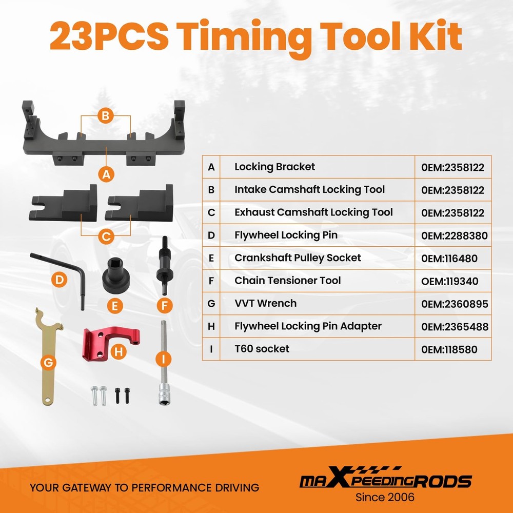 Camshaft Alignment Locking Tool Kit for B38 B48 B58 Engine 15 PCS